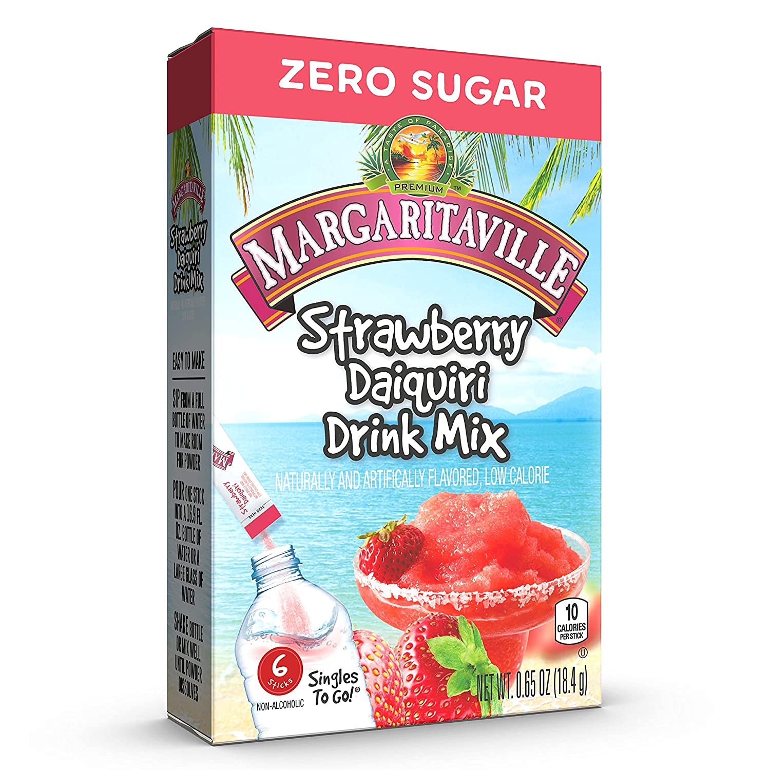 Drink Mix - Margaritaville - Zero Sugar Strawberry Daiquiri - Water Enhancer - 6 pack (1 box)