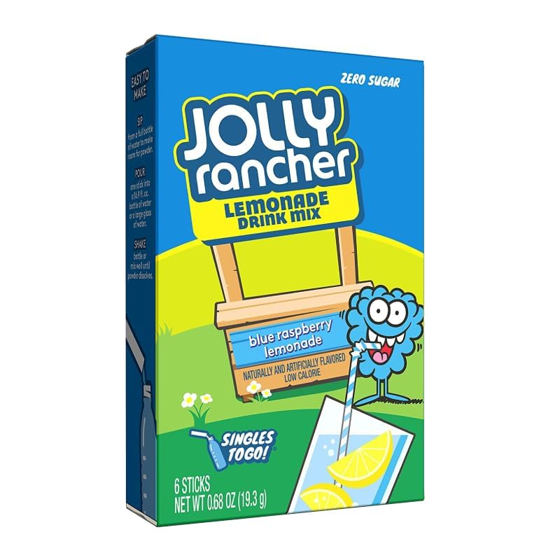 Drink Mix - Jolly Rancher - Blue Raspberry Lemonade Sugar Free - Water Enhancer - 6 pack (1 box)