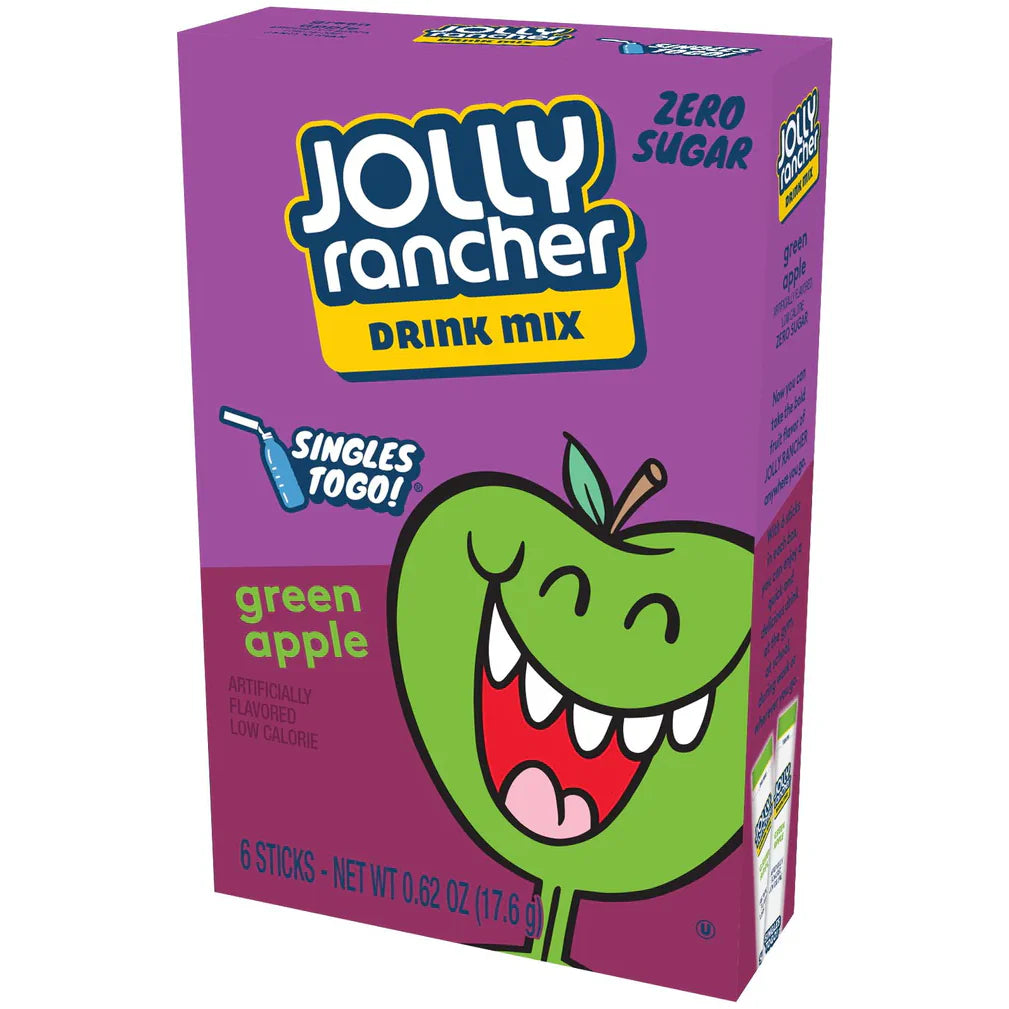 Drink Mix - Jolly Rancher - Green Apple Sugar Free - Water Enhancer - 6 pack (1 box)