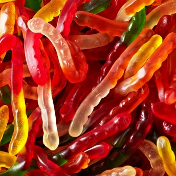 BULK - Gummy Fruit Worms 4" (Large)