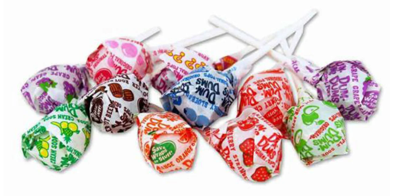 DUM DUMS Assorted PINK & BLUE Lollipops (COTTON CANDY & BUBBLE GUM) BABY  SHOWER