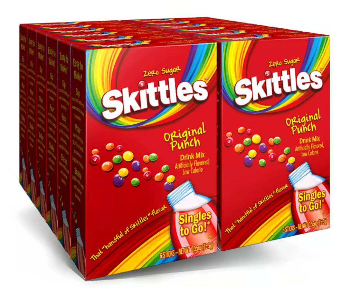 Drink Mix - Skittles Original Punch Sugar Free - Water Enhancer - 6 sticks (1 pack)
