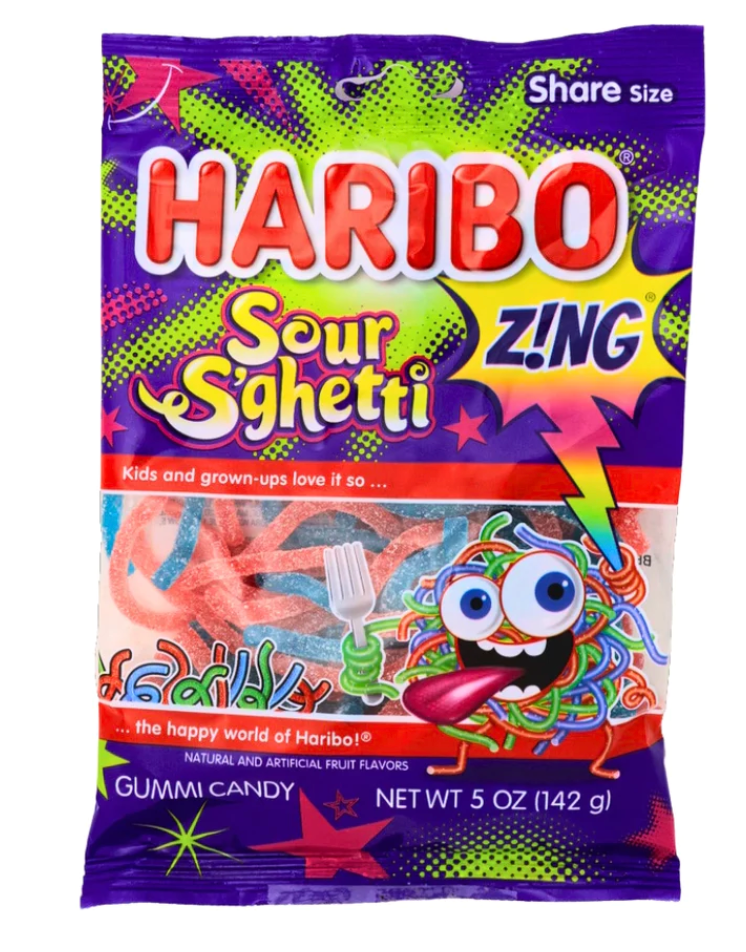 Haribo - Sour S'ghetti - Theatre Bag - 142g