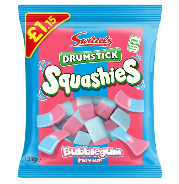 Swizzels Squashies - Original Bubble Gum - Theatre Bag -160g (UK)