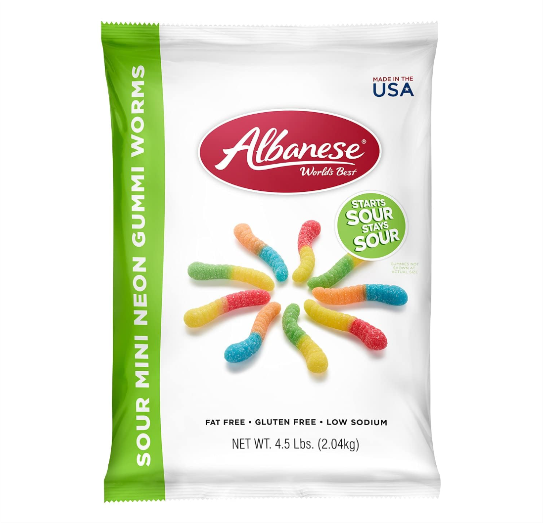 Albanese - Sour Neon Gummy Worm 4inch - 2.04kg / 4.5lbs