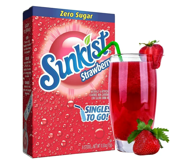 Drink Mix - Sunkist - Strawberry - Water Enhancer - 6 pack (1 box)