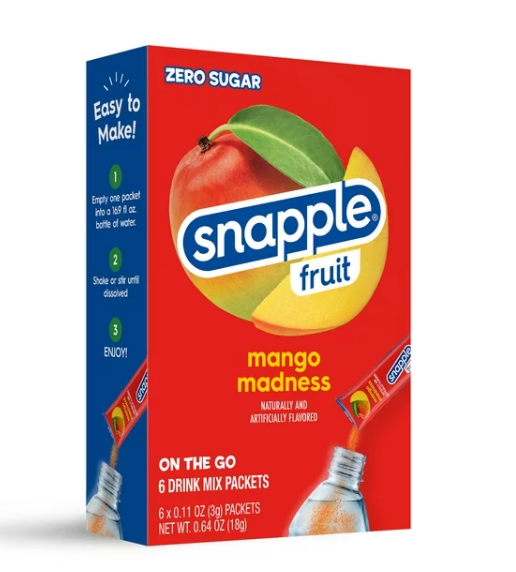Drink Mix - Snapple Fruit - Mango - Water Enhancer - 6 pack (1 box)