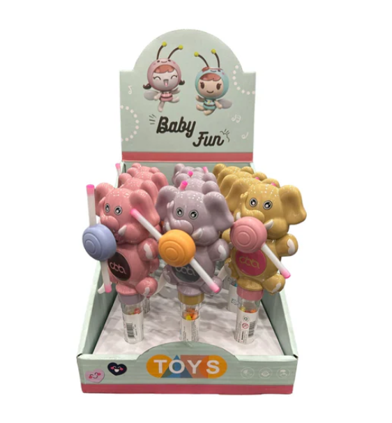 Baby Fun- Elephant Light-Up Manual Fan Toy with Candy