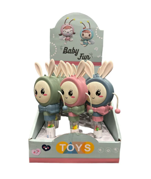 Baby Fun- Rabbit Rattle Drum Toy with Candy