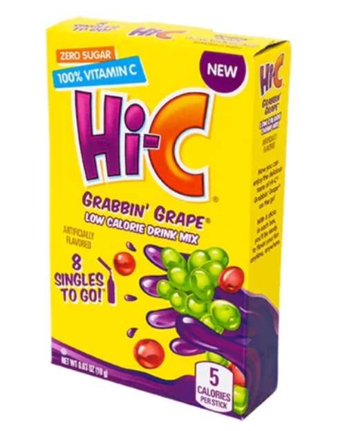 Drink Mix - Hi-C - Grabbin' Grape Sugar Free - Water Enhancer - 6 pack (1 box)