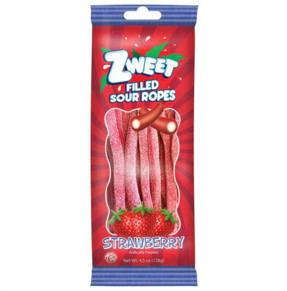 Zweet - Sour Filled Ropes - Strawberry - 128g (Halal & Kosher)