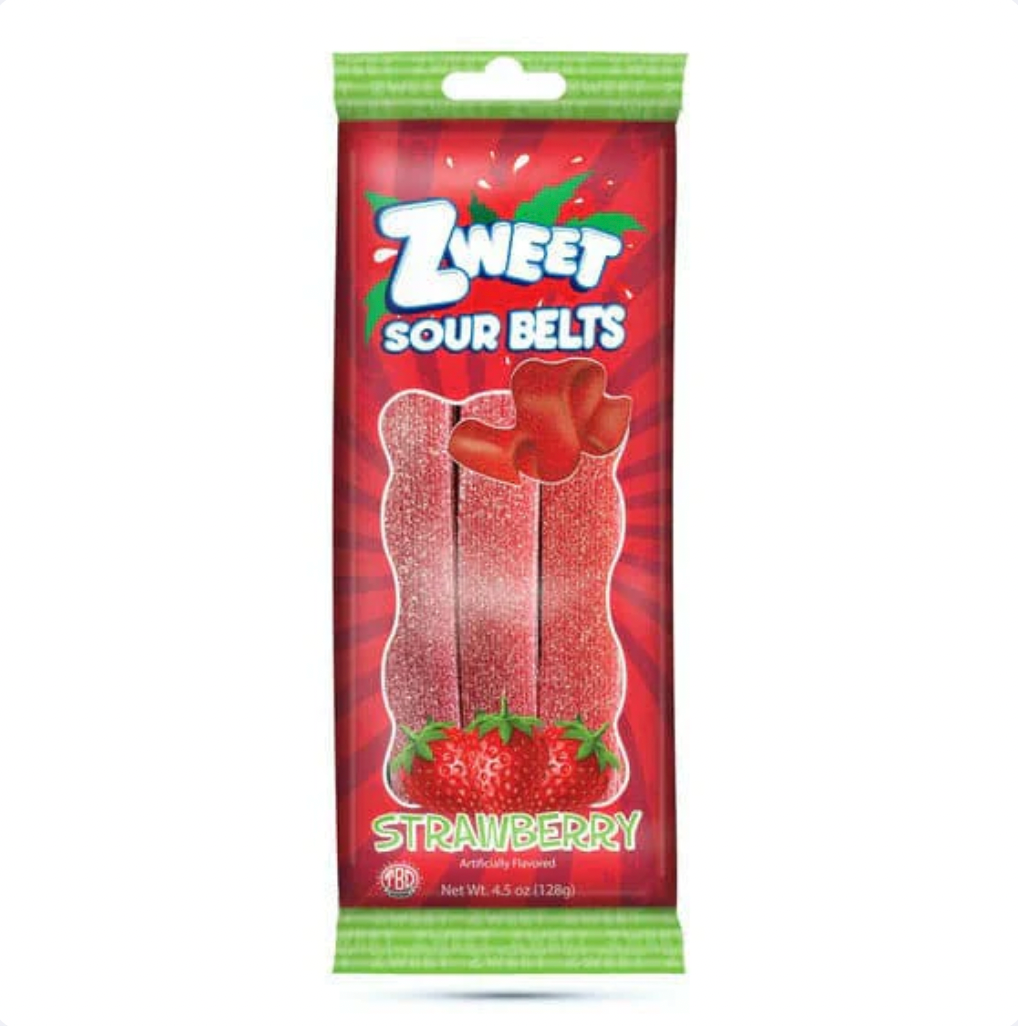 Zweet - Sour Belts Strawberry 128g (Halal & Kosher)