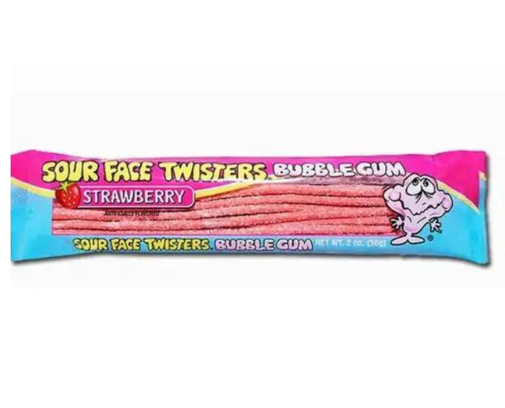 Face Twisters - Sour Bubble Gum Strawberry - 56g