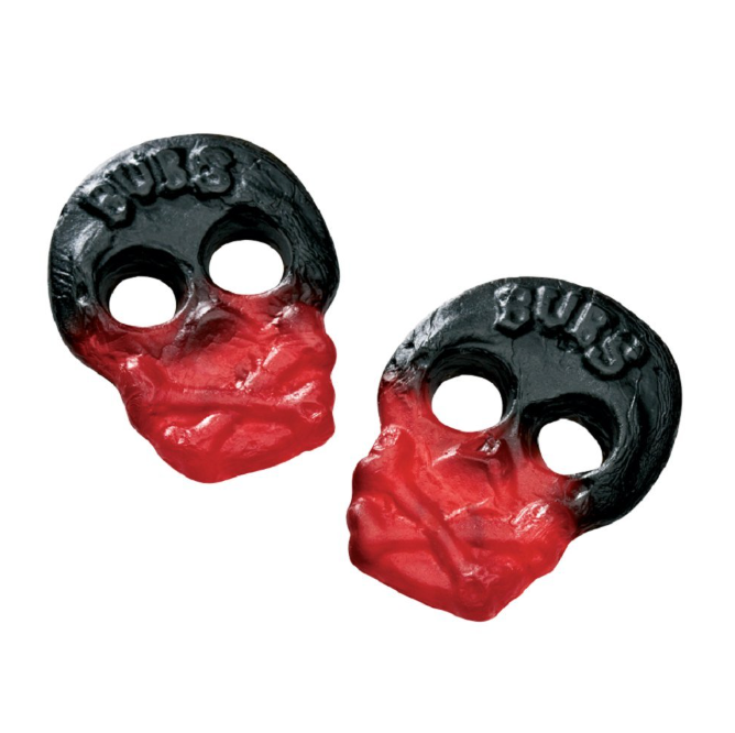 BUBS Godis Raspberry Liquorice Skull Candy (Swedish) - 90g