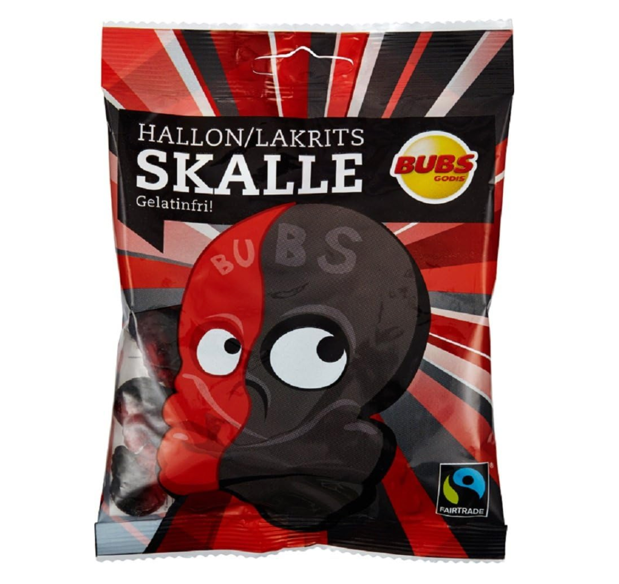 BUBS Godis Raspberry Liquorice Skull Candy (Swedish) - 90g