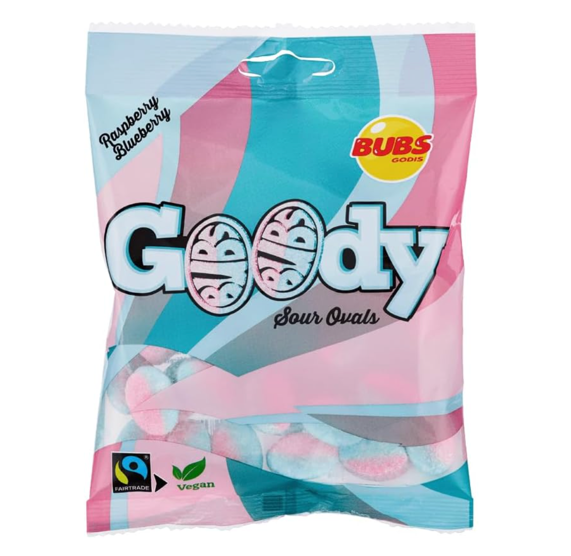 BUBS Goody Sour Ovals Raspberry Blueberry (Swedish) - 90g