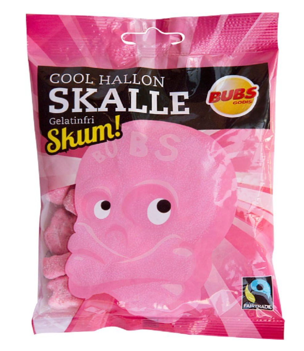 BUBS Godis Cool Hallonskalle Skum - Raspberry Skull Foam Sour (Swedish) - 90g