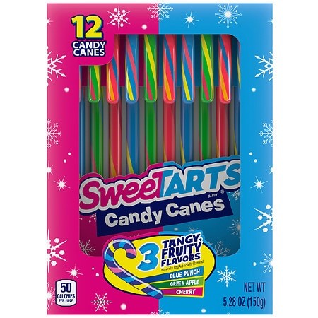 Sweetarts Candy Canes - Blue Punch, Green Apple, Cherry - 150g