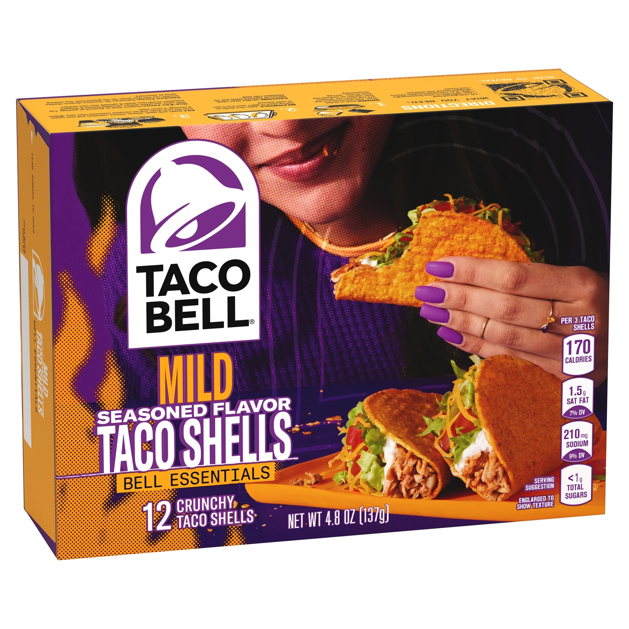 Taco Bell - Mild Seasoned Flavour Taco Shells - 12 Shells - 137g