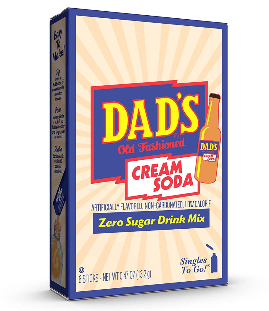 Drink Mix - Dad's Old Fashion Cream Soda Singles - Water Enhancer - 6 sticks (1 pack)