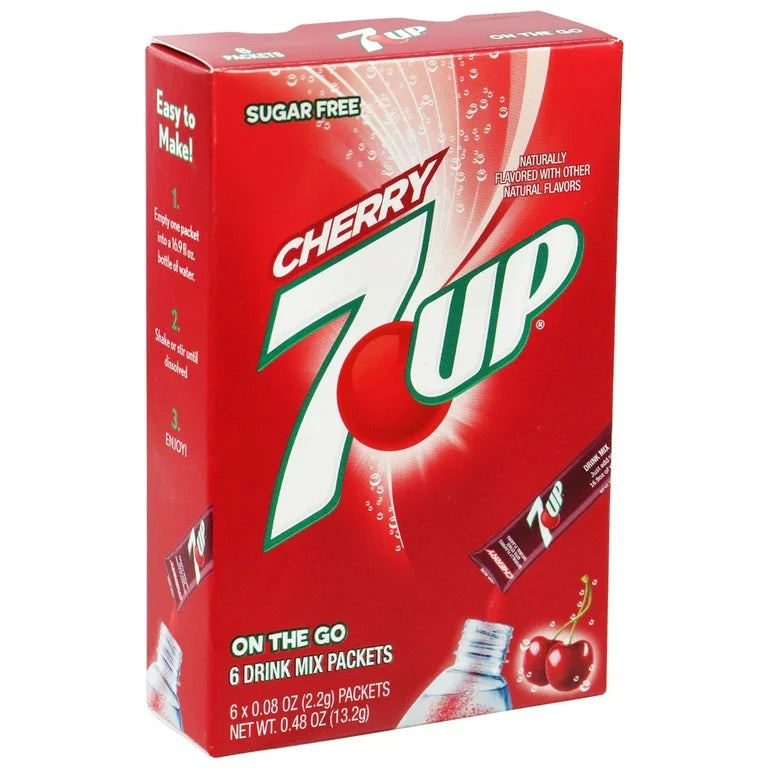 Drink Mix - 7up - Cherry Sugar Free - Water Enhancer -  6 pack (1 box)