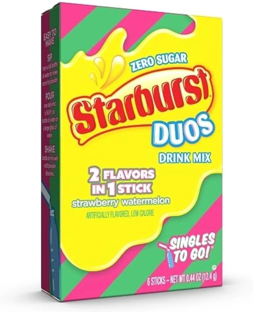 Drink Mix - Starburst Duos Sugar Free- Water Enhancer - 6 sticks (1 pack)