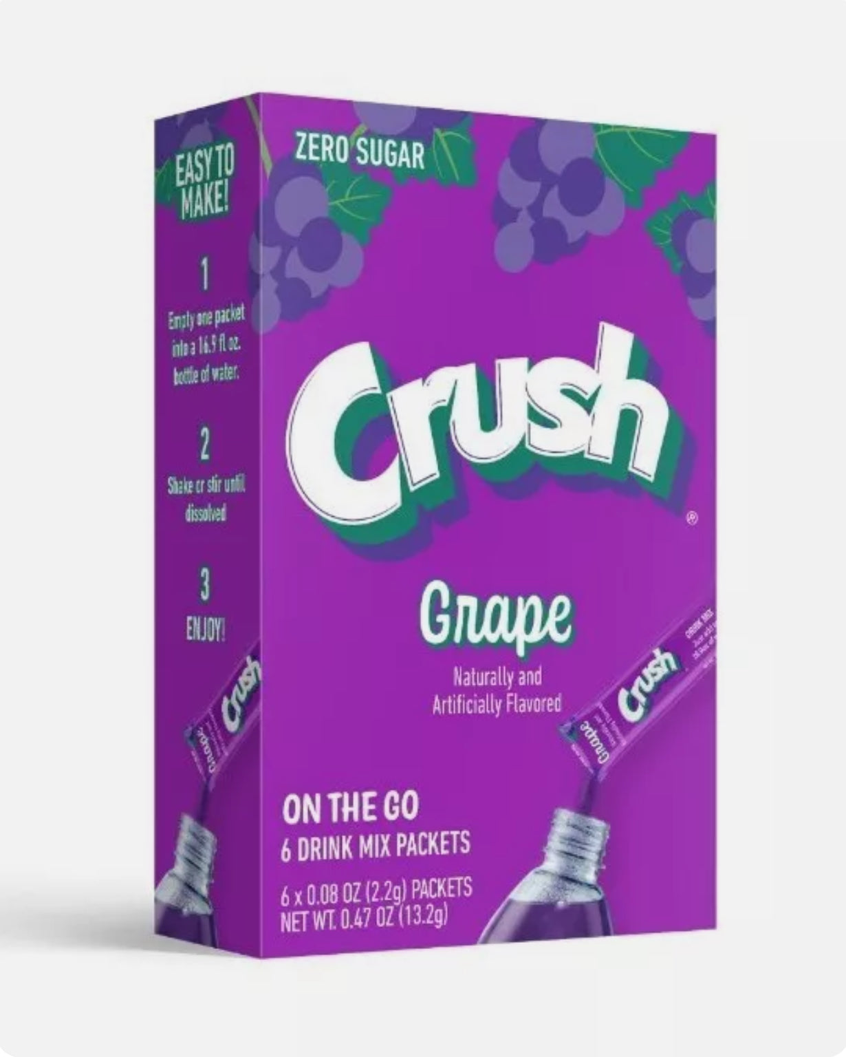 Drink Mix - Crush - Grape Sugar Free - Water Enhancer -  6 pack (1 box)