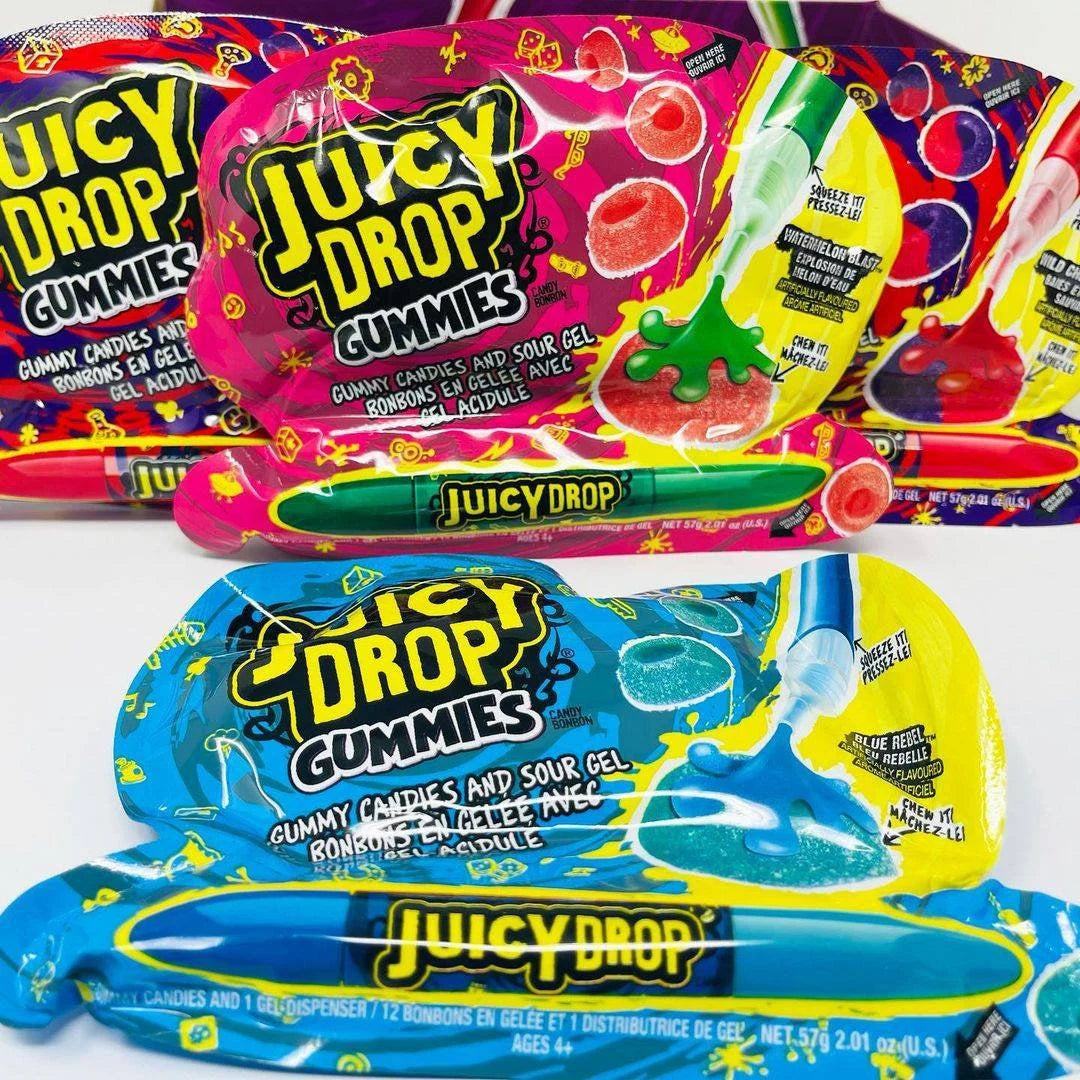Topps - Juicy Drop Gummies Candy - Sweet Gummies & Sour Gel Pen (Trending)