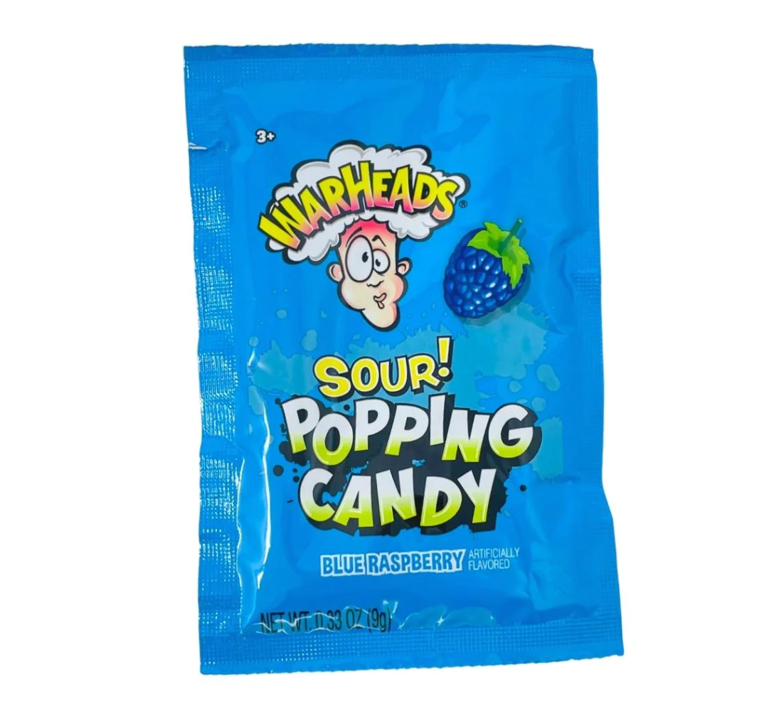Warheads - Popping Candy Pouch - Sour Blue Raspberry - 9g (Trending)