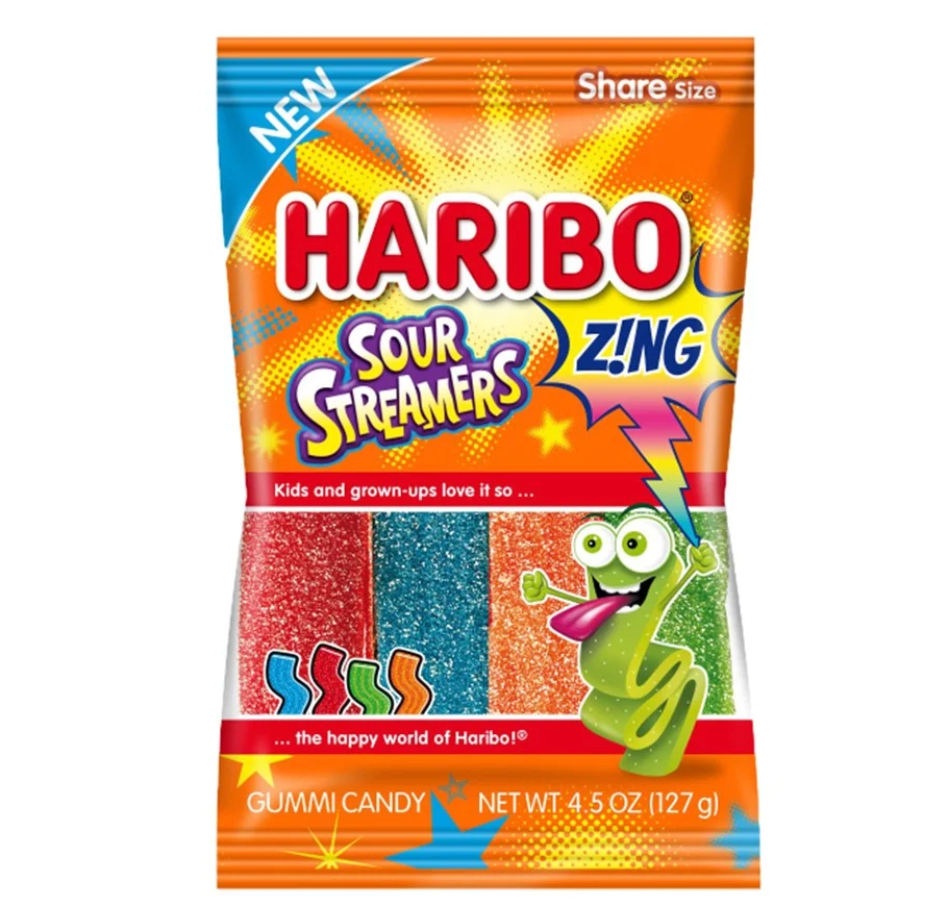 Haribo - Zing Sour Streamers - Theatre Bag - 127g