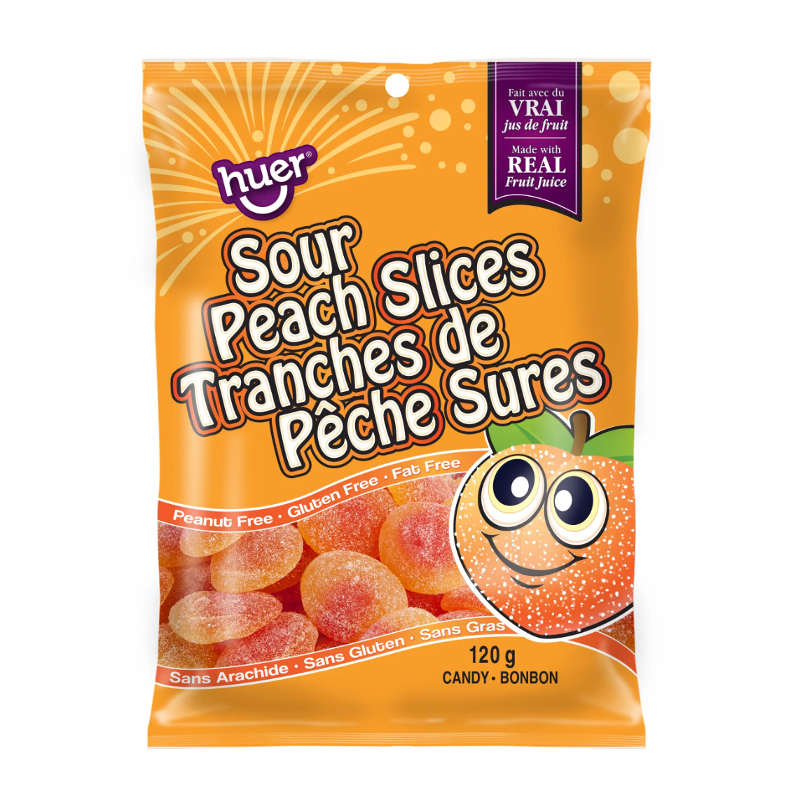 Huer - Sour Peach Slices - Theatre Bag - 120g