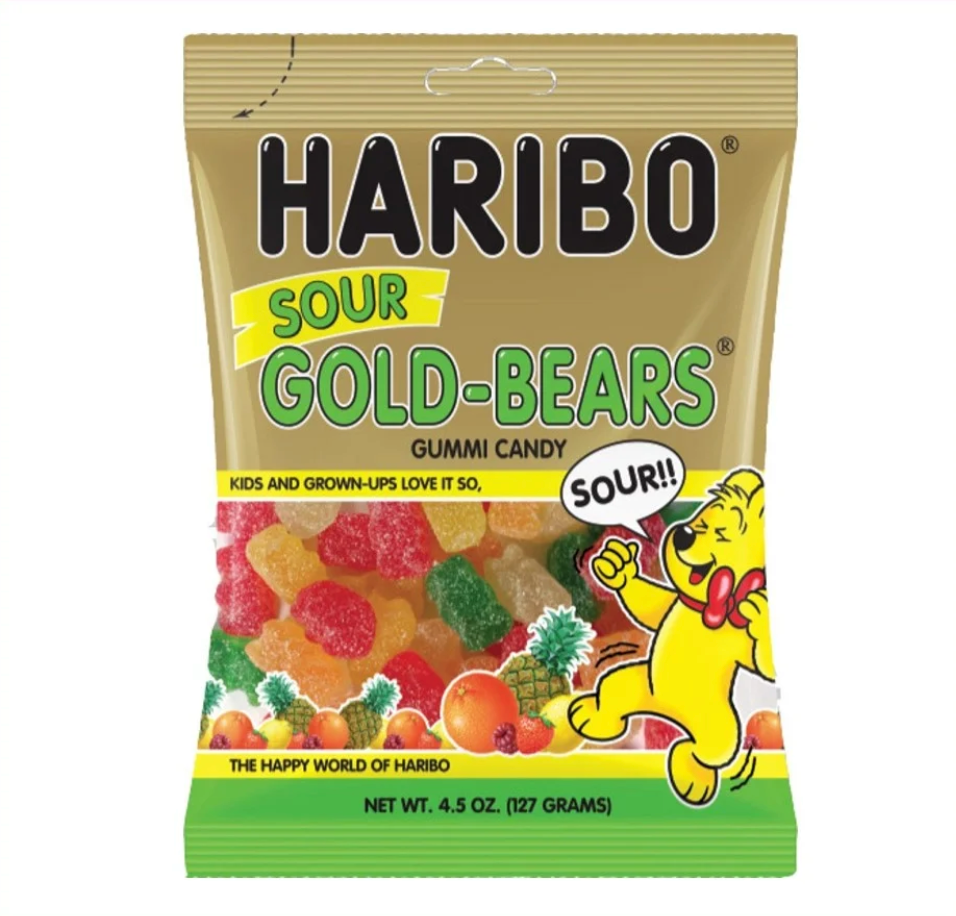 Haribo - Sour Gold Bears - Theatre Bag - 127g