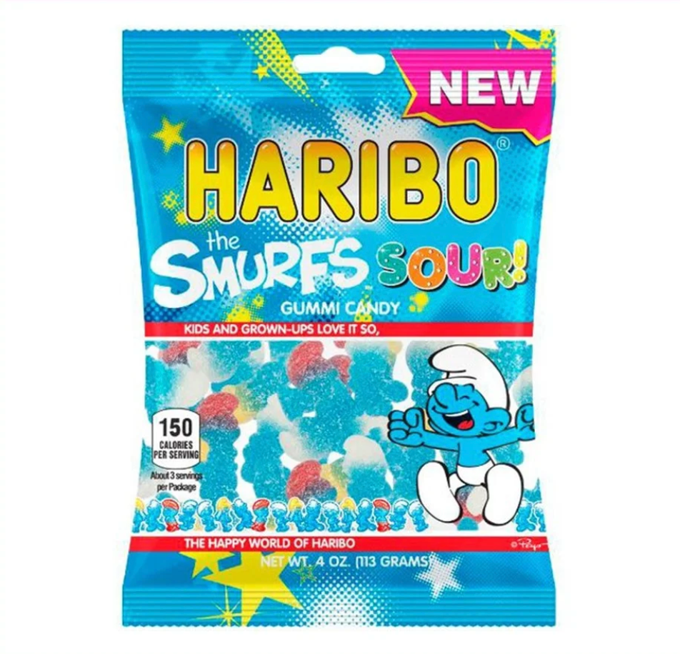 Haribo - Sour Smurfs - Theatre Bag - 113g