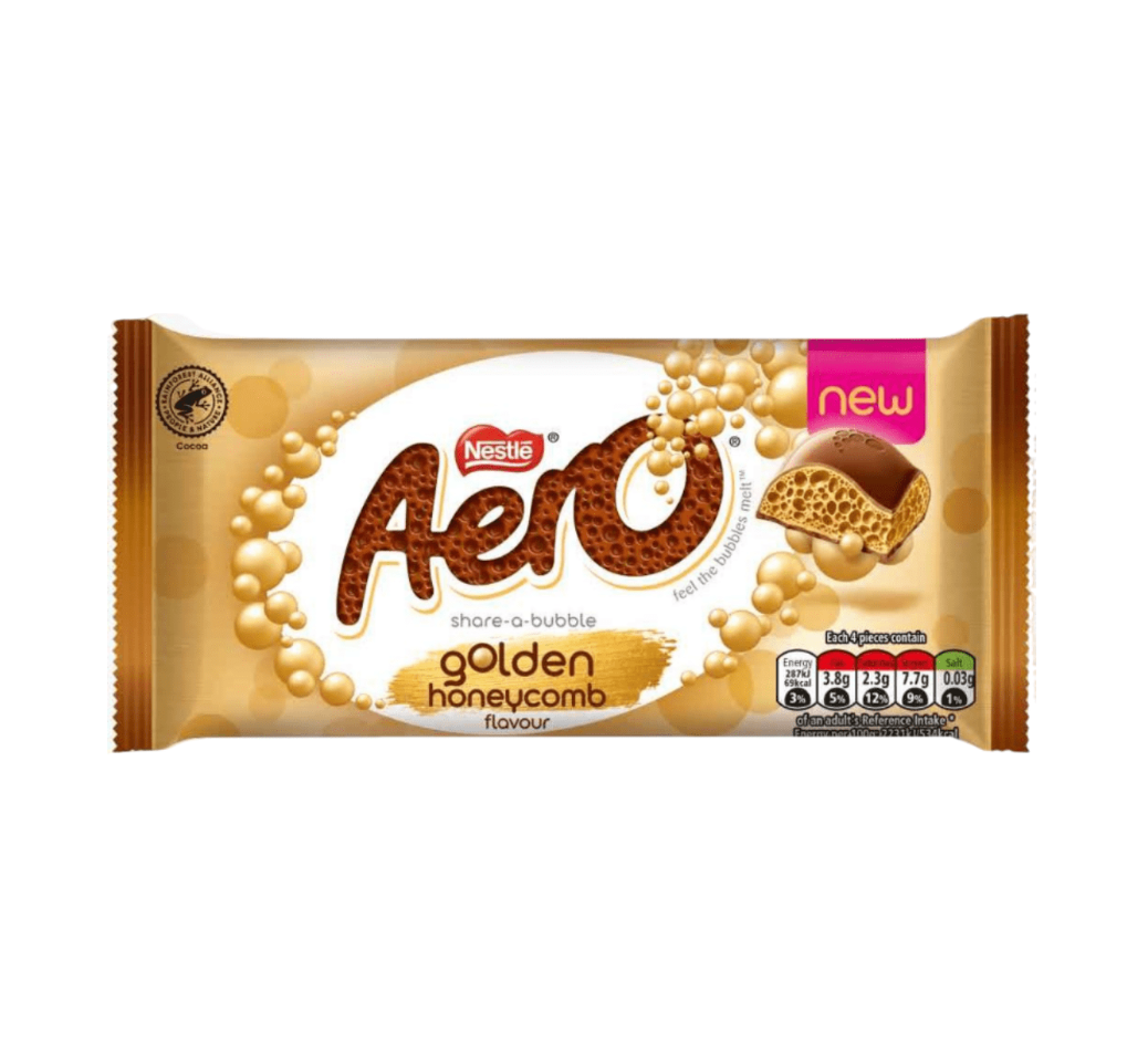 Aero - Golden Honeycomb - Chocolate Bar - Share Size - 90g (UK)