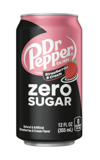 Dr Pepper - Strawberries & Cream - Zero Sugar - Soda Pop - 355ml
