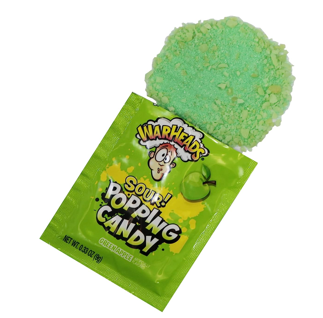 Warheads - Popping Candy Pouch - Sour Green Apple - 9g (Trending)