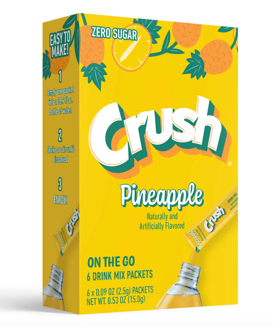 Drink Mix - Crush - Pineapple Sugar Free - Water Enhancer - 6 pack (1 box)