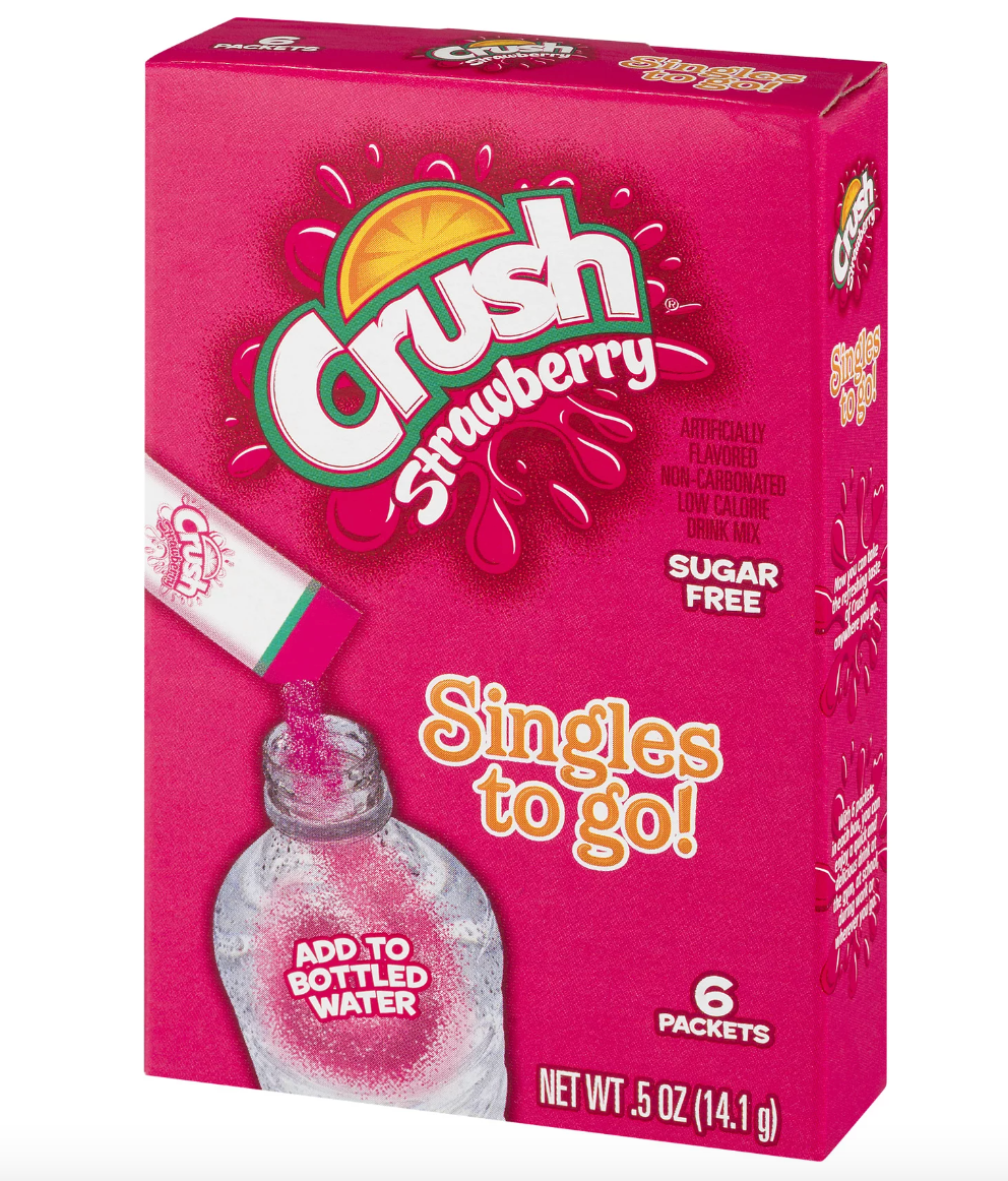 Drink Mix - Crush - Strawberry Sugar Free - Water Enhancer - 6 pack (1 box)