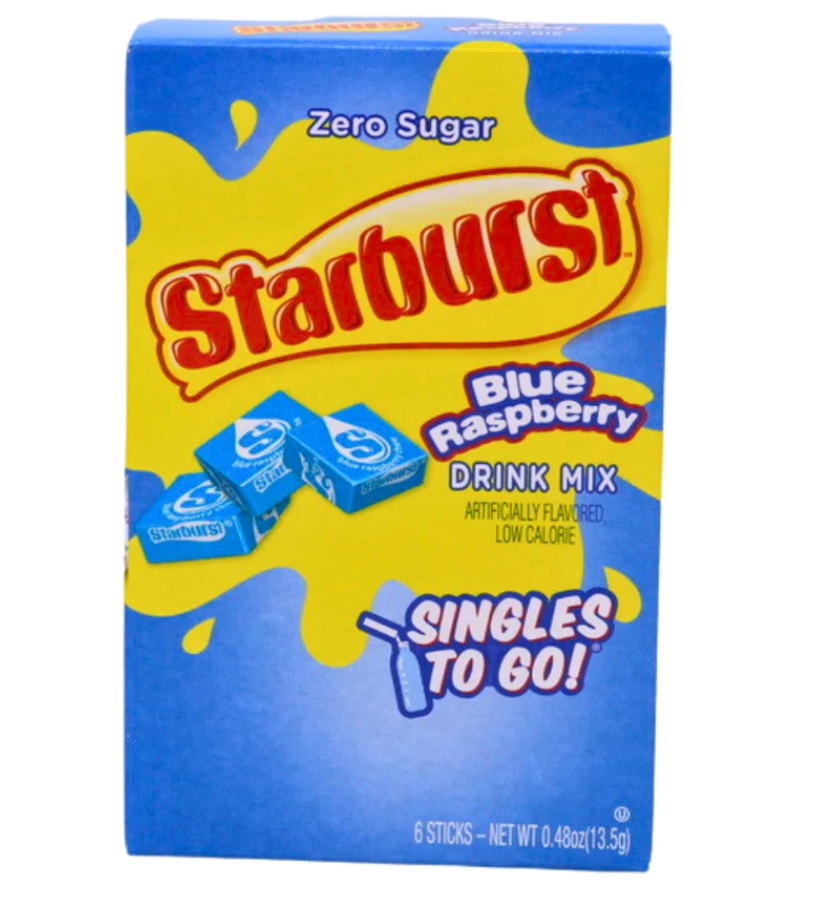 Drink Mix - Starburst Blue Raspberry Sugar Free - Water Enhancer - 6 sticks (1 pack)