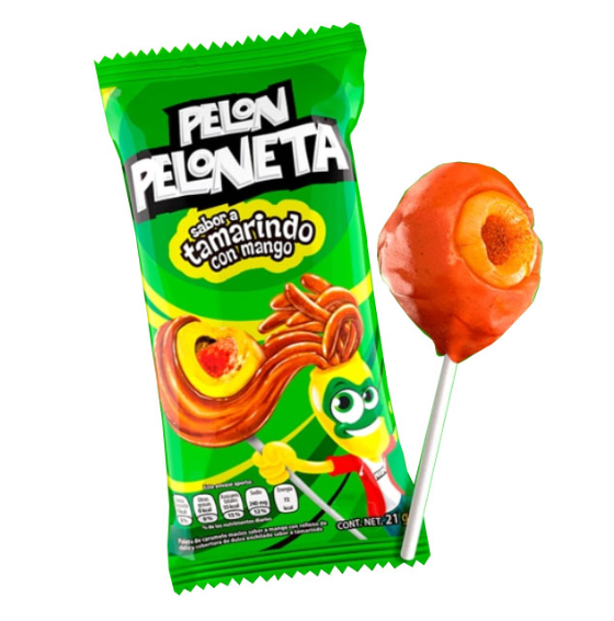 Pelon Peloneta Tamarind with Mango Lollipops,0.81 ounce, (18 pc) 