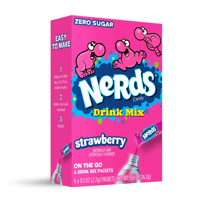 Drink Mix - Nerds Strawberry Zero Sugar - Water Enhancer - 6 sticks (1 pack)