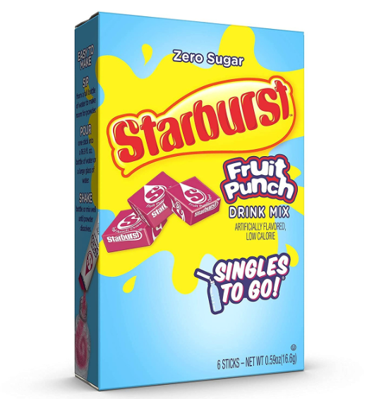 Drink Mix - Starburst Fruit Punch Sugar Free - Water Enhancer - 6 sticks (1 pack)