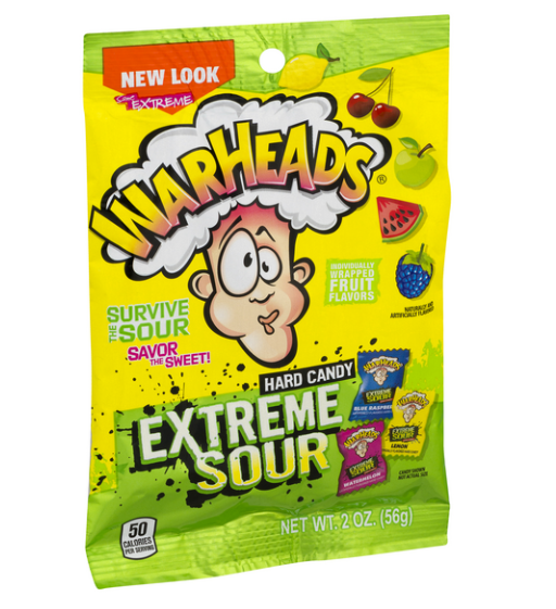 Warheads - Extreme Sour Hard Candy - Theatre Bag - 56g