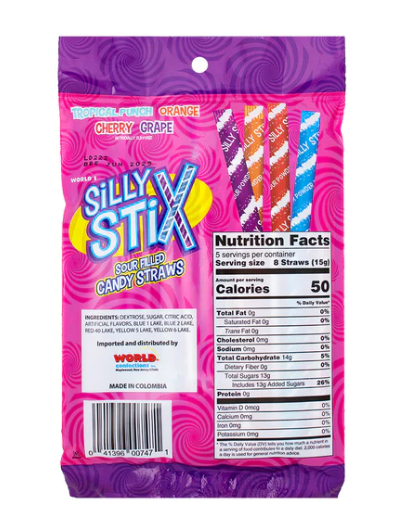 World's - Silly Stix Sour Filled Straws - 78g