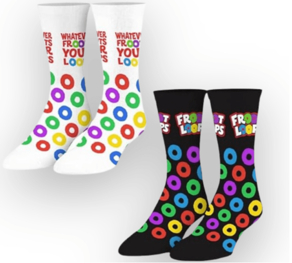 Cool Socks, Froot Loops, Funny Novelty Socks, Large