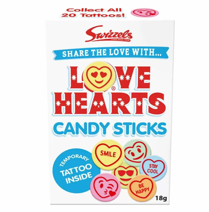 Swizzels - Love Hearts - Candy Sticks - 18g (UK)
