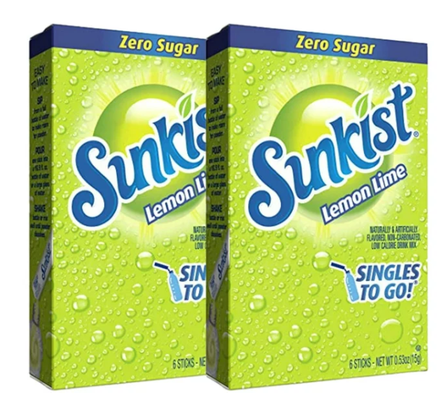 Drink Mix - Sunkist - Lemon Lime - Water Enhancer -  6 pack (1 box)