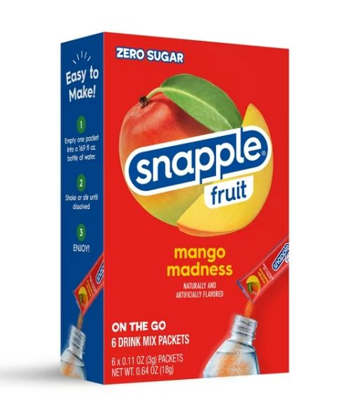 Drink Mix - Snapple Fruit - Mango - Water Enhancer -  6 pack (1 box)