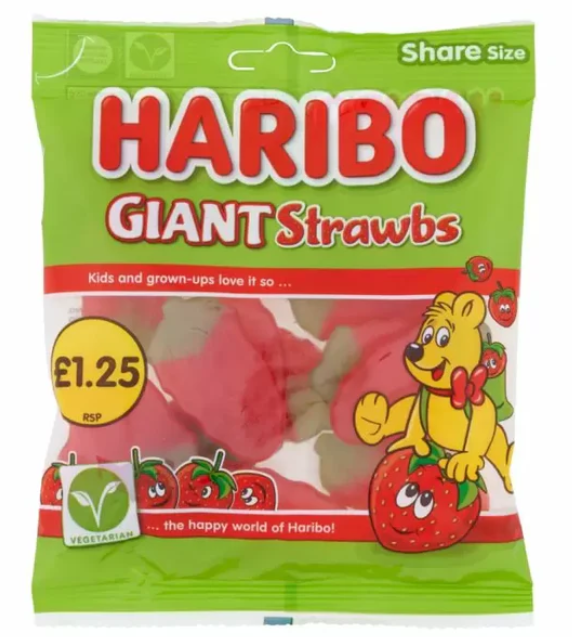 Haribo - Giant Strawbs - Theatre Bag - 140g (UK)