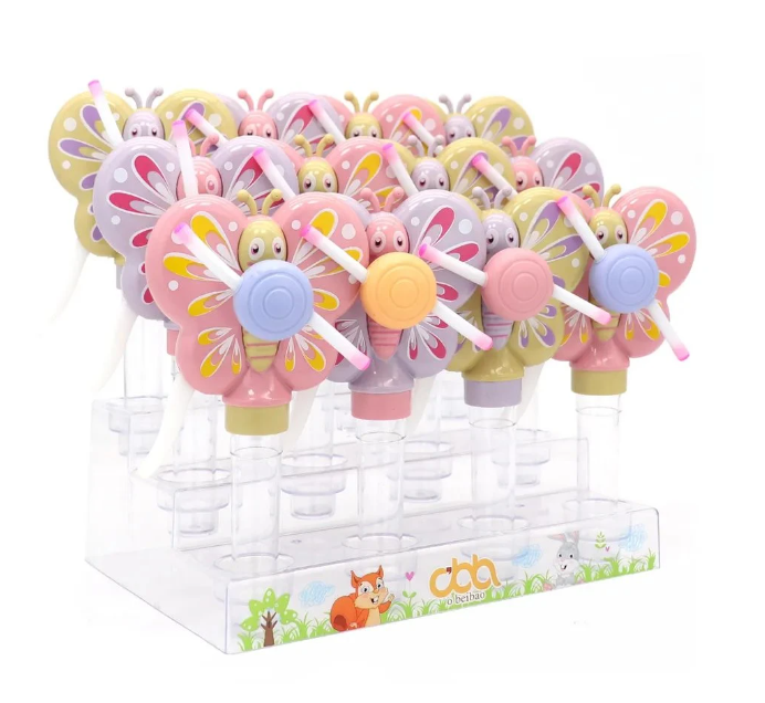 Baby Fun- Butterfly Light Up Manual Fan Toy with Candy